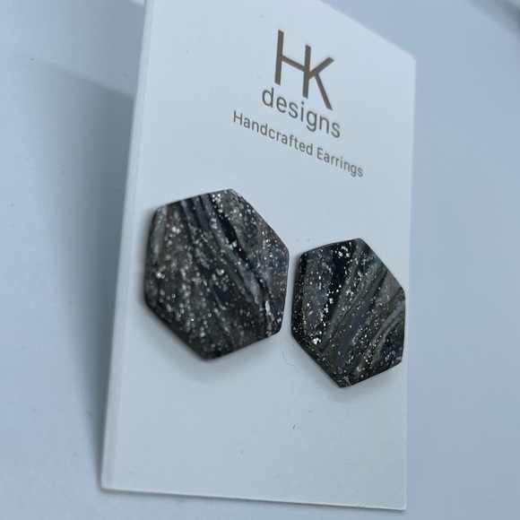 Handcrafted Hexagon Earrings - Picture 4 of 7